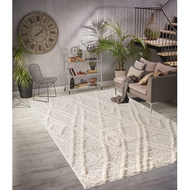 LaDole Rugs Tapis Shaggy Moelleux 8 X 10 Pi / Grand Tapis Lavable à la Machine pour Chambre, Salon, Cuisine, Bureau à Domicile, Décor de Plancher Intérieur / Crème