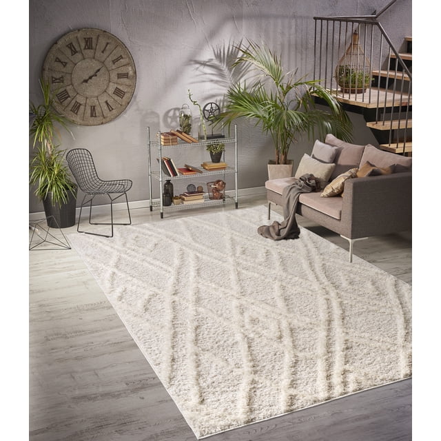 LaDole Rugs 6x9 ft Fluffy Shaggy Area Rug | Machine Washable Carpet For Bedroom, Living Room, Kitchen, Dining, Indoor Floor Décor |Cream