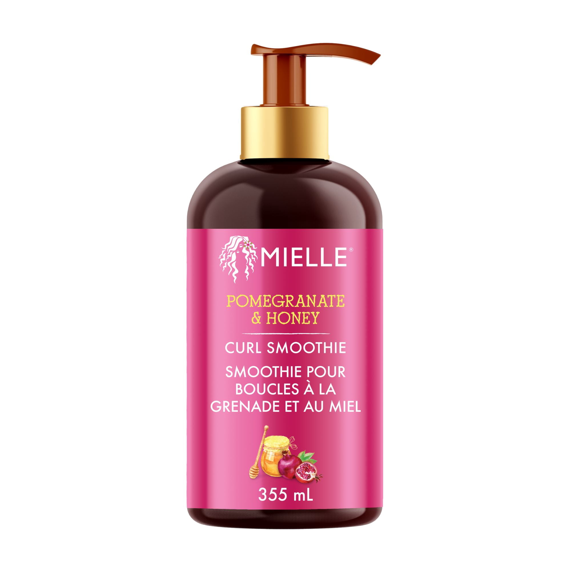 Mielle Smoothie pour boucles à la grenade et au miel – Crème hydratante pour définition et contrôle des frisottis – 12 fl oz / 355 mL