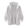 thumbnail image 4 of cllios Womens Winter Fuzzy Fleece Jacket Hooded Color Block Patchwork Cardigan Coats Oversized Fluffy Sherpa Outerwear with Pockets, 4 of 5