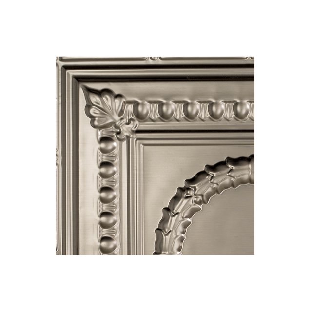 Fasade Easy Installation Rosette Brushed Nickel Glue Up Ceiling Tile/ Ceiling Panel (12" X 12" Sample)