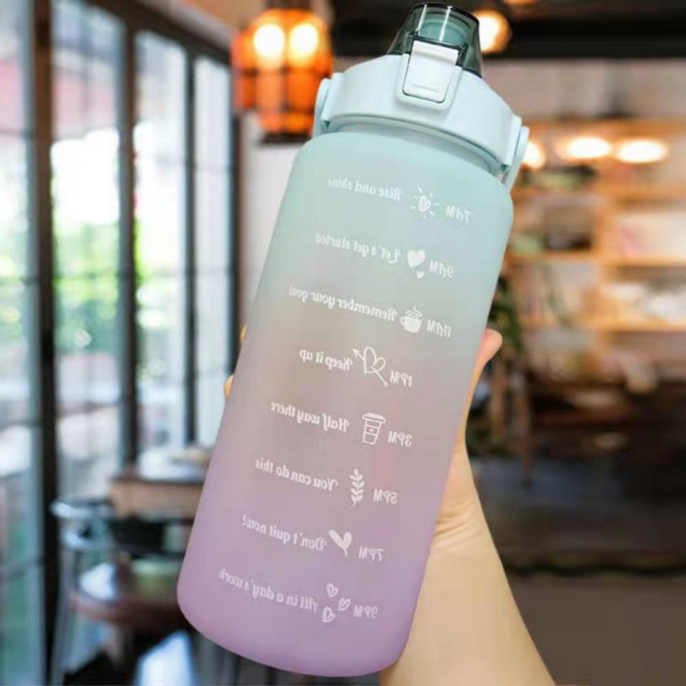 Portable Water Bottle,Gradient Frosted Water Cup,Large Capacity Water Bottle,Drinking Water Bottle with Time Scale,Outgoing Travel Water Bottle,Soft Straw Water Bottle,for Home Office School