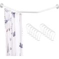 thumbnail image 1 of Adjustable White Corner Shower Curtain Rod with 12 Hooks, 31-41 Inch Diamond Shaped Shower Curtain Rod, 1 of 14