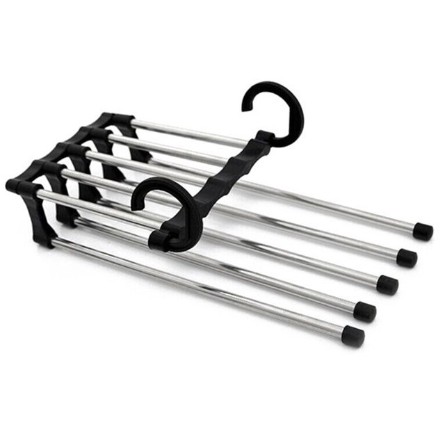 Labymos Clothes Hangers Multifunctional Smart Pants Organizer Space Save Non-Slip 5 Layers Closet Storage Organizer