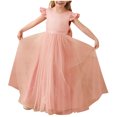 thumbnail image 2 of LOVZFMLL Girls' Summer Short Sleeve Ruffled Lace Round-Neck Embroidery Mesh Princess Bow Skirt, 2 of 3