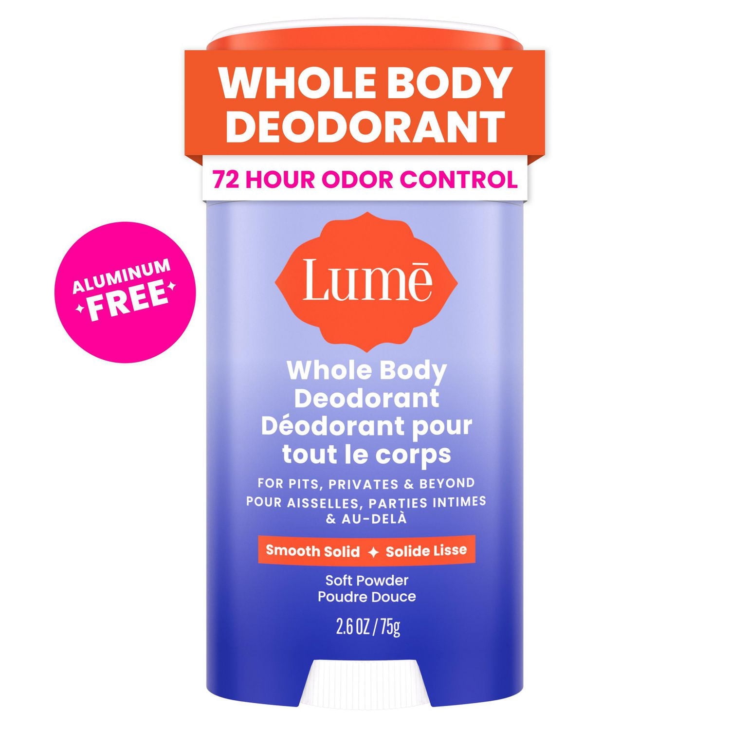 Lume Whole Body Women’s Deodorant - Smooth Solid Stick - Aluminum Free - Soft Powder Scent - 2.6oz