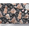thumbnail image 3 of Soimoi Poly Georgette Fabric Floral,Book & Golden Retriever Dog Printed Fabric 1 Yard 52 Inch Wide, 3 of 3