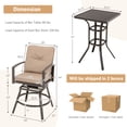 thumbnail image 3 of Costway Patio 3pcs Swivel Bar Height Bistro Set Cushioned Table Stools Furniture Outdoor, 3 of 10