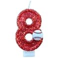 thumbnail image 2 of Baseball Glitter Birthday Cake Candle, Number Topper Decor for Sports Themed Party, 2 of 4