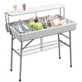 thumbnail image 1 of Outsunny 2-Tier Folding Ice Table with Drain, Outdoor Cooler Table, White, 1 of 10