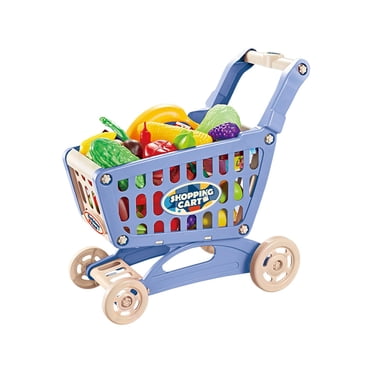 Tachiuwa Grocery Carts Toy Large Capacity with Food Accessory Multifunctional Supermarket Blue