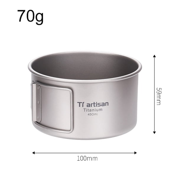 Bol en Titane avec Poignée Pliable Bol de Camping Contenant pour Repas Poêle d'Extérieur