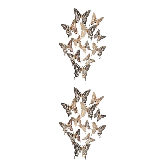 relayinert Decorative Butterflies Wall Stickers - Beautiful Addition To Home Multiple LK12 Champagne 2Set