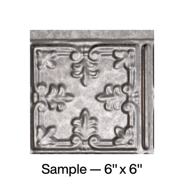 FASÄDE Traditional Style 10 Decorative Vinyl Backsplash Panel in Galvanized Steel (6X6 Inch Sample)