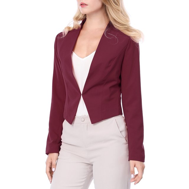 INSPIRE CHIC Veste Blazer Courte Sans Col pour Femme, de Travail/bureau/affaires Décontracté