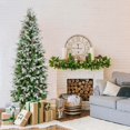 thumbnail image 4 of Costway 6 FT Flocked Christmas Tree with 671 PE PVC Branch Tips 280 Warm White LED Lights, 4 of 10