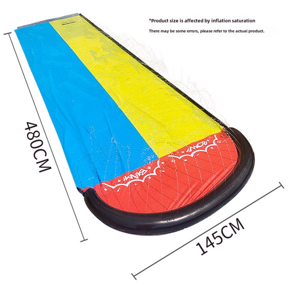 Glissoire d'Eau Gonflable d'Été pour Enfants - Glissoire d'Eau de Pelouse Double/simple Bleue et Jaune avec 2 Planches de Surf, Matériau PVC Durable, Gonflage Rapide, Jouet de Jeu d'Eau Sûr et Portable pour la Famille
