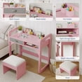thumbnail image 2 of Kids Desk and Chair Set with Adjustable Height – Wooden Study Table, Cloth Drawer, Book Shelf, Pen Holder – For Homework and Reading – Pink, 2 of 7