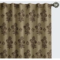 thumbnail image 2 of Vargottam Cotton Rod Pocket/Back Tab Curtains - 96" Floor-Length Drapes for Long Doors or Large Windows - Light Filtering, 3-in-1 Header - Set of 2, 52"x96" - Block Floral Design (Brown), 2 of 8