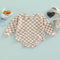 thumbnail image 2 of Babys Casual Long Sleeve Romper Fashion Checkerboard Print  Neck Triangle Jumpsuits with Pockets, 2 of 7