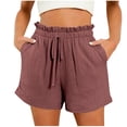 thumbnail image 1 of Dealovy Lounge Shorts for Women High Elastic High Rise Textured Drawstring Wide Leg Shorts with Pockets, 1 of 6