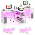 thumbnail image 1 of Costway 94.5" Long Office Desk 2-Person Reversible Computer Desk with LED Lights White, 1 of 10