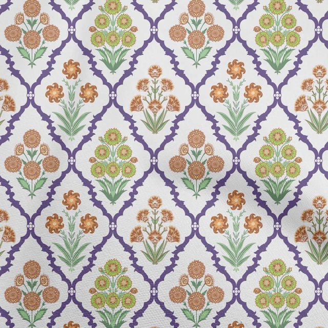 oneOone Rayon Brown Fabric Asian Floral Craft Projects Decor Fabric Printed By The Yard 56 Inch Wide