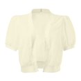 thumbnail image 4 of Kcodviy Women Puff Sleeve Bolero Light Weight Cardigan Sweaters for Women Open Front Summer Open Front Summer Cropped Sleeveless Cardigans for Women Sheer Jackets Cardigan, 4 of 5