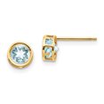 thumbnail image 1 of 14K Yellow Gold 5mm Bezel Aquamarine Stud Earrings, 1 of 2