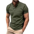 thumbnail image 1 of FAIWAD Mens Short Sleeve T-Shirts Round Neck Stretch Casual 3 Button Baisc Pullover Tops with Pocket, 1 of 6