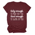 thumbnail image 1 of Qertyioot Hauts pour Femmes Chemise à Manches Courtes Imprimée Lettres Décontractée Blouse, 1 of 3
