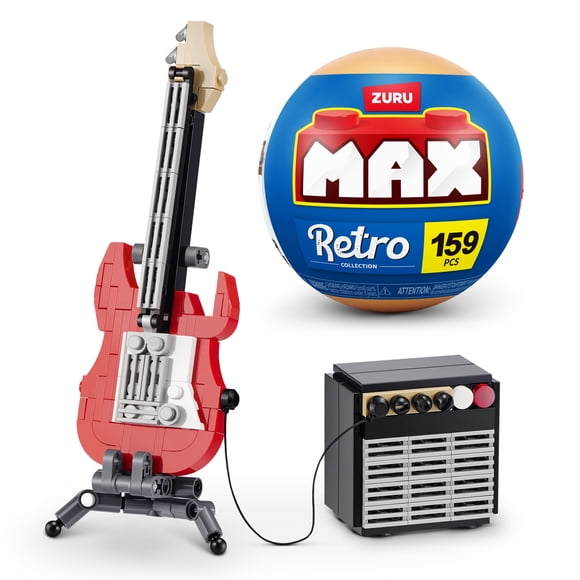 MAX BUILD MORE Premium Retro S2 (guitare et ampli) par ZURU - Ensemble de briques de construction en plastique pour enfants de 8 ans et plus