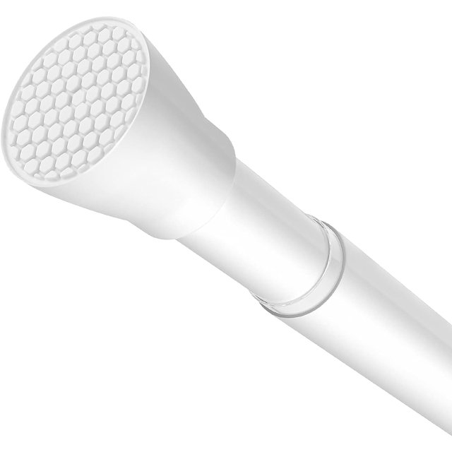 ZipGlo Tension Curtain Rod White Shower Rod 45 to 76 Inch Spring Curtain Rod Non Slip Tension Shower Rod No Drilling Adjustable Tension Rods of Curtain Window Closet Kitchen