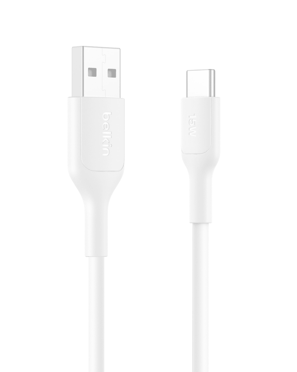 Belkin BoostCharge Eco USB A to USB C Cable (1M/3.3ft. 15W) - Soft, Flexible Fast Charging Cable, Type C Charger Cord for iPhone 16 & 15 Series, Galaxy S25, Pixel 9, iPad Pro, & More - White (USB 2.0)