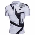 thumbnail image 1 of CEHVOM Men Short Sleeve Printing Turndown Pullover T Shirt Blouse Sale, 1 of 4