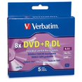 thumbnail image 1 of Verbatim DVD+R DL 8.5GB 8X AZO with Branded Surface - 5pk Jewel Case Box - 95311, 1 of 4