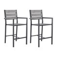 thumbnail image 3 of CorLiving Gallant Chaises de Bar d'Extérieur en Aluminium et Polymère Résistantes aux Intempéries, Gris (Ensemble de 2), 3 of 9