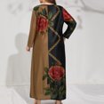 thumbnail image 4 of LSLJS Plus Size Women Casual Loose Printed Long-sleeve Crew-Neck Dress, 4 of 5