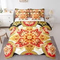 thumbnail image 1 of YST Ensemble de Douillette Simple Baroque Doré 7 Pcs Rouge Médaillon Damas Lit Tout-en-un avec Ensemble de Draps Housse de Coussin pour Adultes Ensemble de Literie Boho Élégant Style Victorien Vintage Ensemble de Lit Réversible, 1 of 5