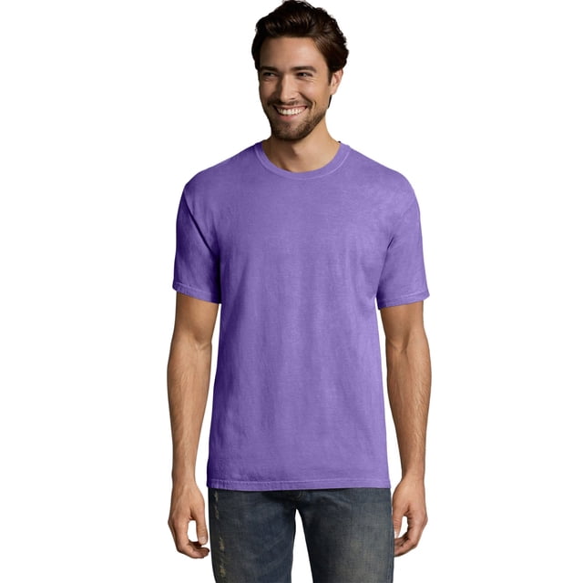 Hanes Mens Big ComfortWash Garment Dyed Short Sleeve Tee, L, Lavender