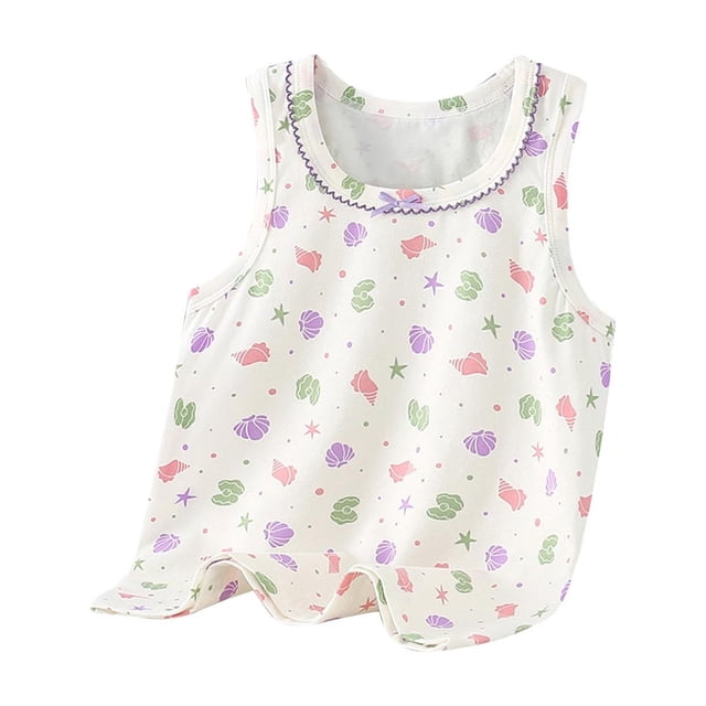 Économies d'Été! SROBPTY Garçons Filles Camisoles Sans Manches Hauts, Camisole de Base à Col Rond d'Été pour Enfants Camisole Décontractée Confortable pour Filles Blanche, 4 Ans