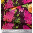 thumbnail image 3 of Soimoi Pink Poly Georgette Fabric Leaves & Floral Printed Fabric 1 Yard 52 Inch Wide, 3 of 3