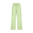 thumbnail image 4 of lcziwo Women's Plus Size Casual Drawstring Wide Leg Capris, Green, 4 of 5