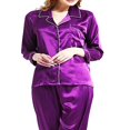 thumbnail image 2 of Ensemble de Pyjama en Satin de Soie pour Femmes à Manches Longues avec Boutons, 2 of 3