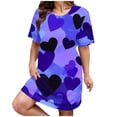 thumbnail image 1 of Kelon Nuisettes et Chemises de Nuit pour Femmes Grande Taille Robe de Nuit Décontractée pour Femmes Grande Taille Imprimé Cœur Manches Courtes Col Rond Extensibilité Moyenne Nuisette Ample Robe de Nuit de la Saint-Valentin, 1 of 1