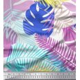 thumbnail image 1 of Soimoi Pink Modal Satin Fabric Tropical Leaves Print Fabric by the Yard 42 Inch Wide, 1 of 5