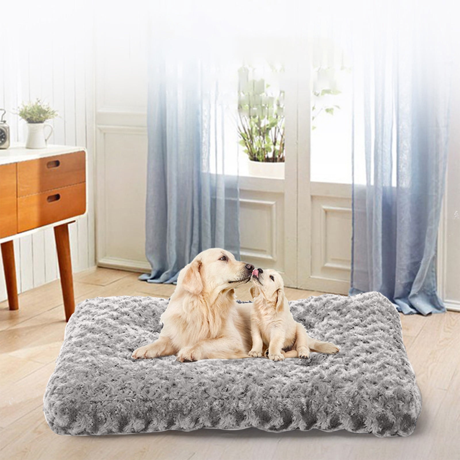 MAUXDA Clearance Dog Bed, Orthopedic Crate Foam Dog Bed With Removable Washable Cover, Dog Mattress Nonskid Bottom, Comfy Anxiety Pet Bed Mat
