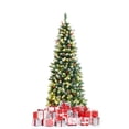 thumbnail image 1 of Patiojoy 6ft Pre-lit Artificial Christmas Tree Slim Artificial Xmas Tree w/ 300 Replaceable LED Lights & 618 Branch Tips, 1 of 10