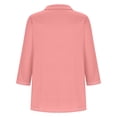 thumbnail image 3 of Hot6sl Économies d'Été Liquidation Blouse & Chemise à Manches Courtes Col Rabattu, T-shirt Assorti pour Femmes Col en V Col Rabattu Manches 3/4, Haut en polyester pour Femmes/rose Vif, 2TG, 3 of 7