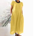 thumbnail image 1 of Robe Midi Décontractée à Manches Courtes et Manches Courtes pour Femme avec Poches, 1 of 5
